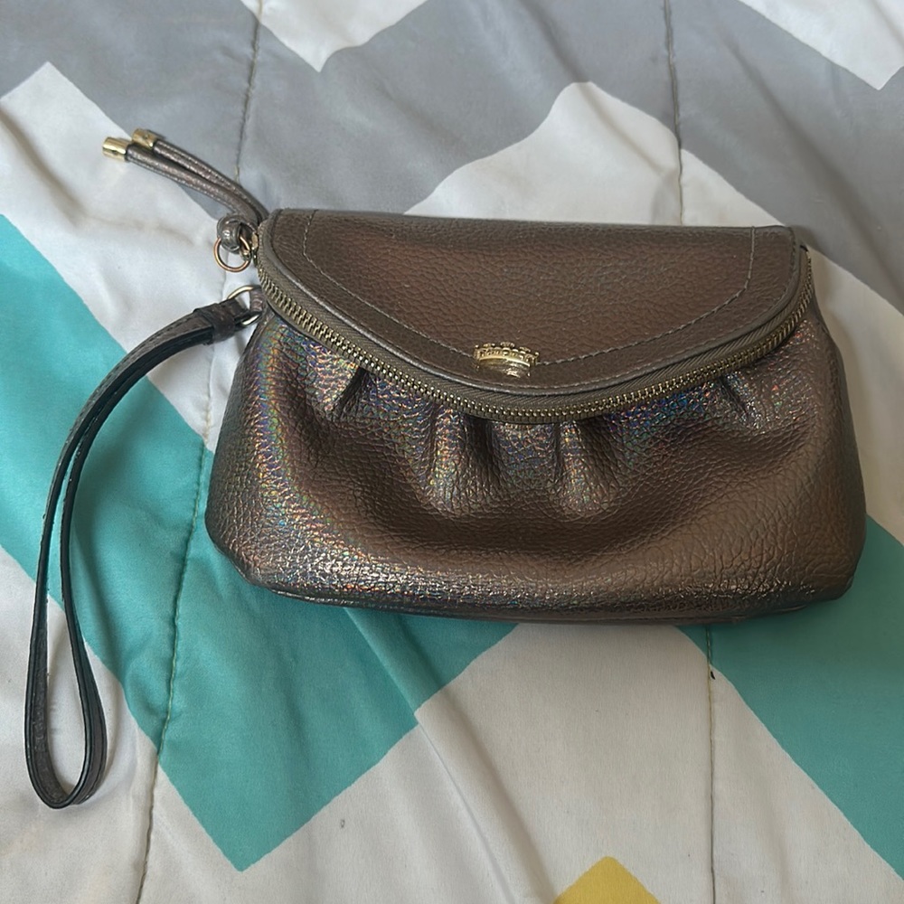 Metallic holographic cute wristlet wallet
